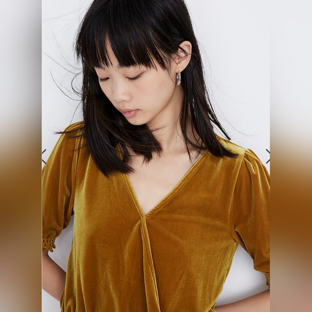 Madewell Velvet Smocked Top